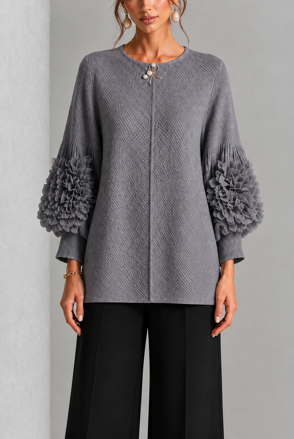 Natasha | Elegant Floral Sleeve Detail Blouse