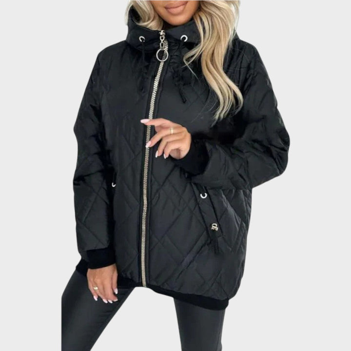 Marilyn™ | Quilted Hooded Zip Front Jacket
