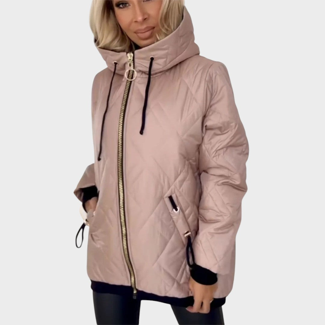 Marilyn™ | Quilted Hooded Zip Front Jacket