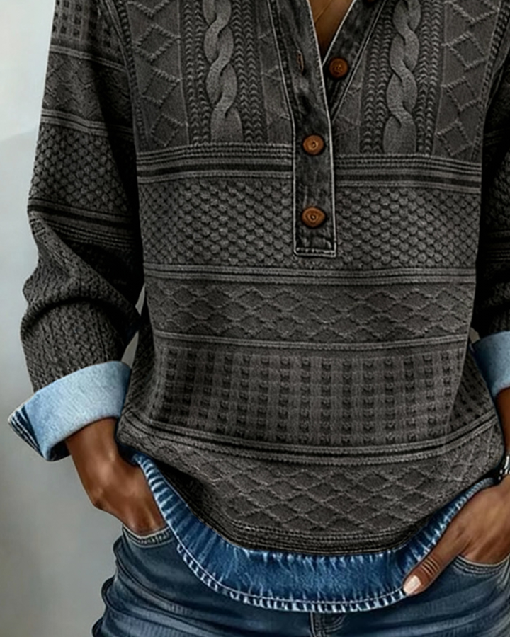 Kristina™ | Vintage Cable Knit Collared Jumper