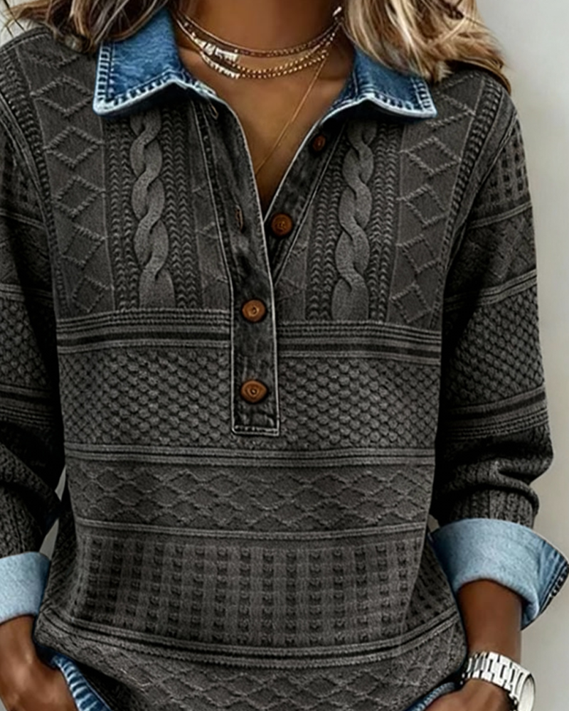 Kristina™ | Vintage Cable Knit Collared Jumper