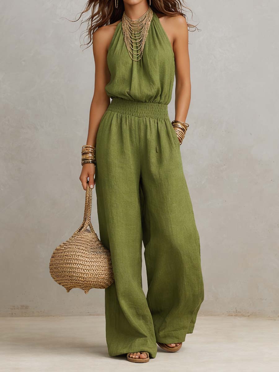 Harper™ | Smocked-Waist Halter Jumpsuit