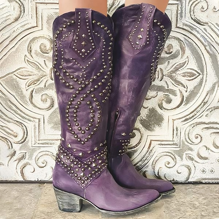 Alyssa™ | Western Studded Knee High Boots