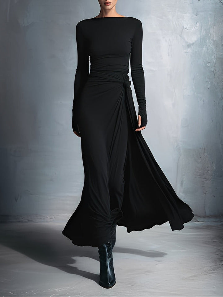 Shelia™ | Elegant Draped Long Sleeve Maxi Dress