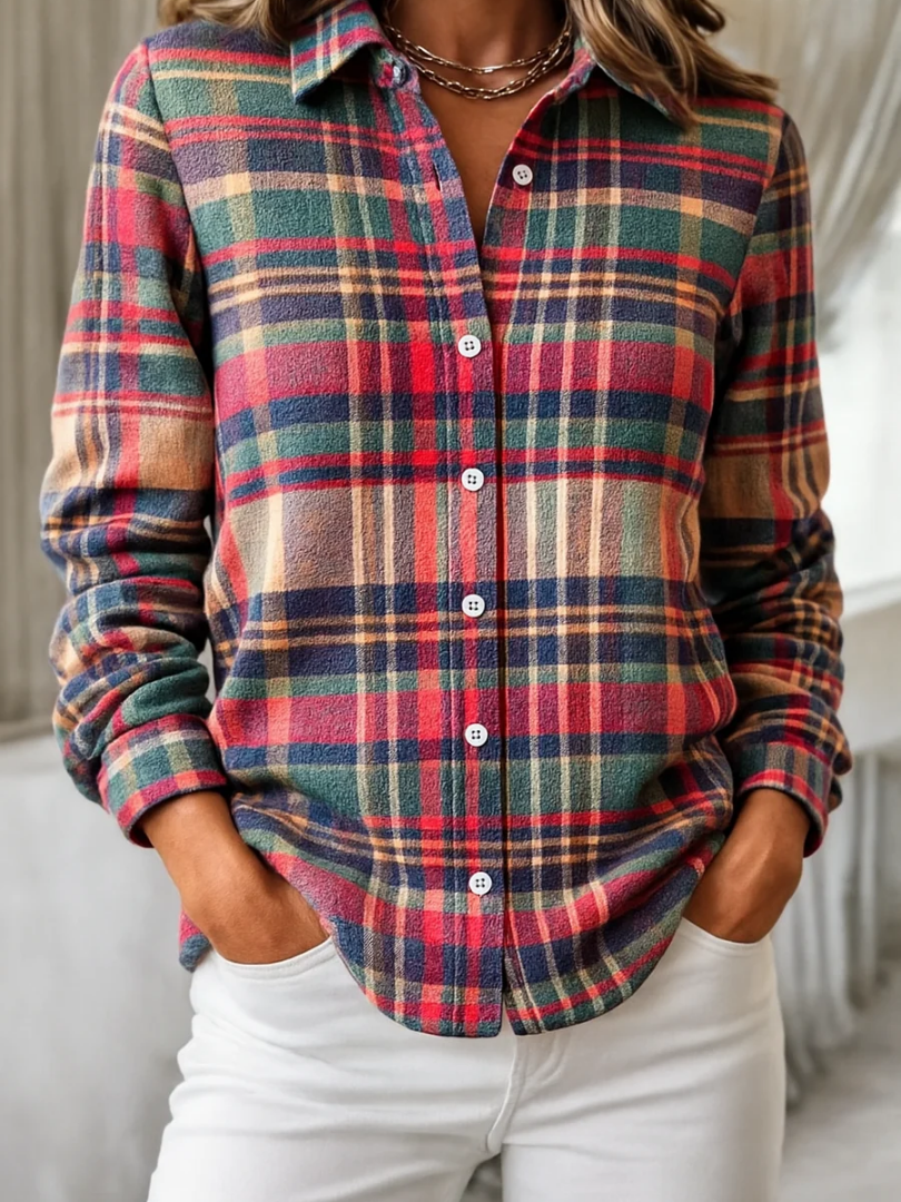 Belianne - Women's Festive Checkered Blouse