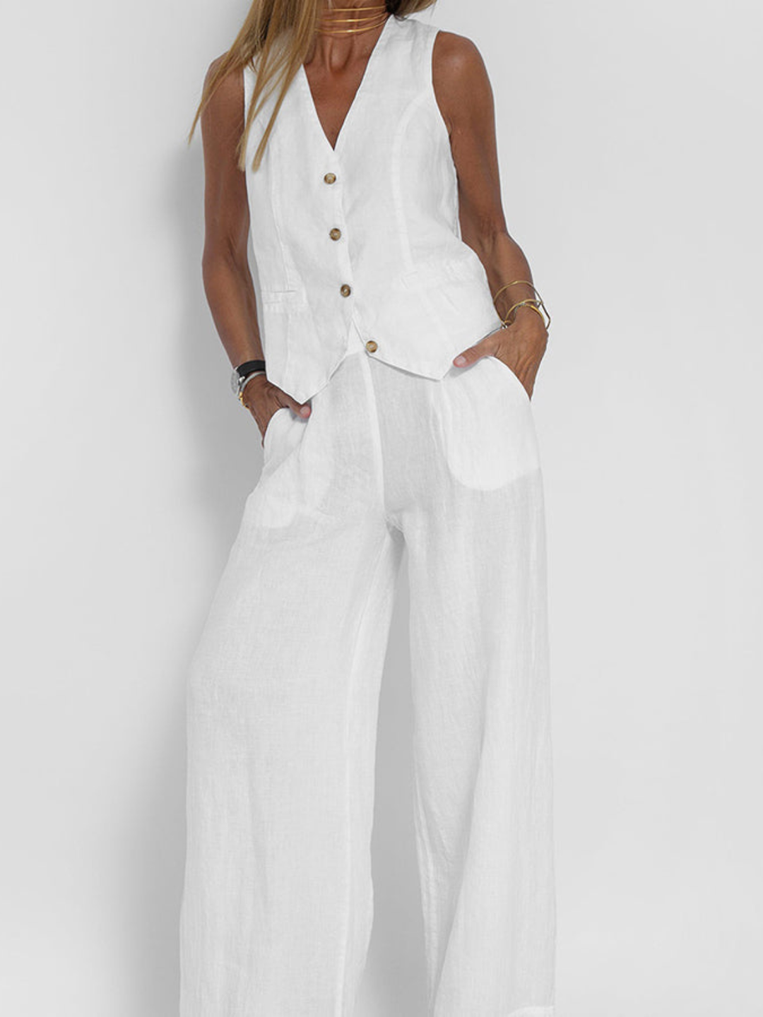 Angela™ | Elegant Waistcoat Set with Wide Trousers
