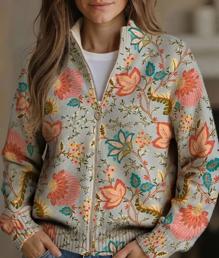 Sabrina™ | Floral Print Zip-Up Cardigan