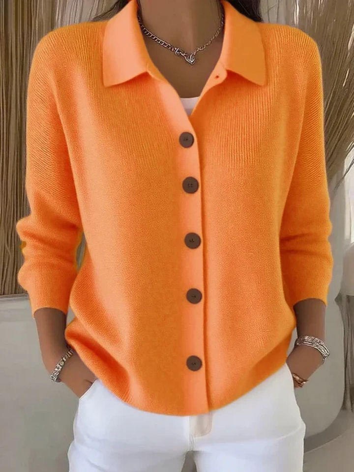 Estelle™ | Collared Button-Front Cardigan
