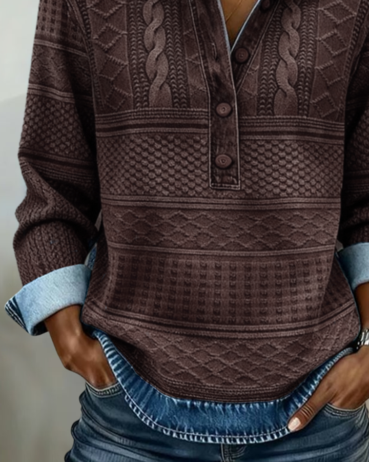 Kristina™ | Vintage Cable Knit Collared Jumper