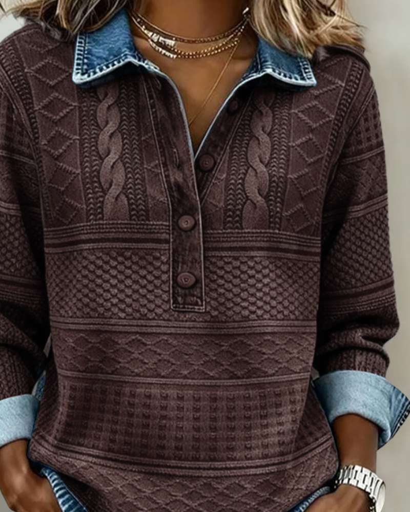 Kristina™ | Vintage Cable Knit Collared Jumper