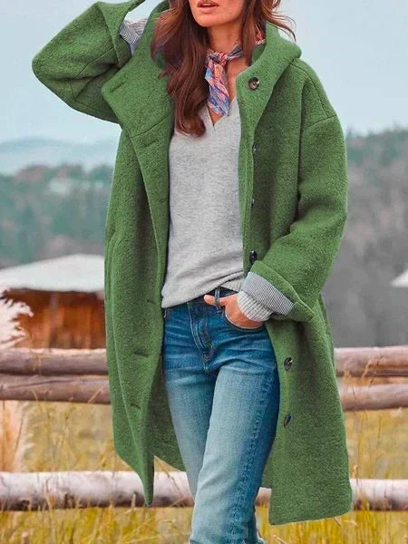 Rania™ | Cozy Hooded Button Front Coat