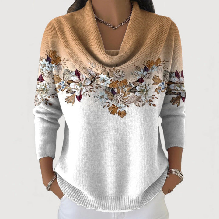 Eleanor™ | Floral Draped-Neck Sweater