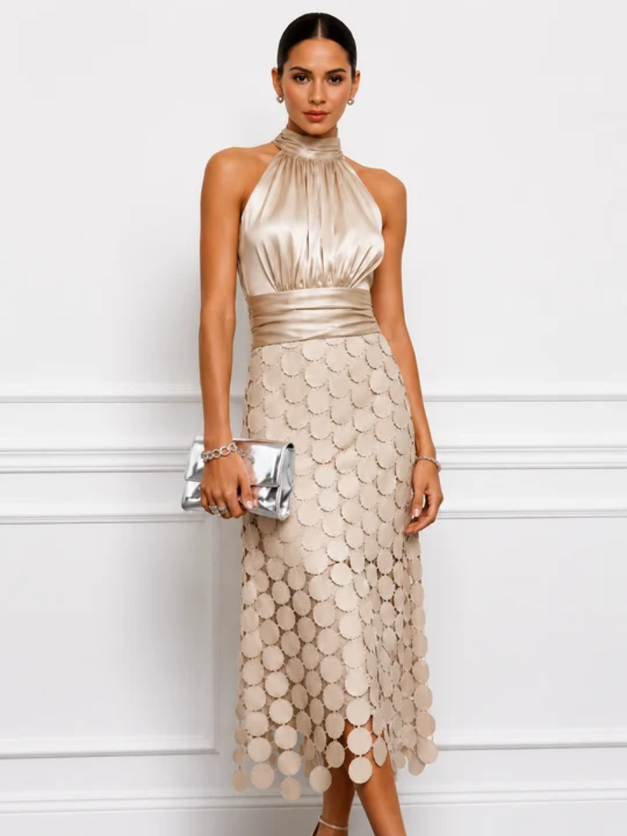 Carina™ | High-Neck Occasion Midi Dress