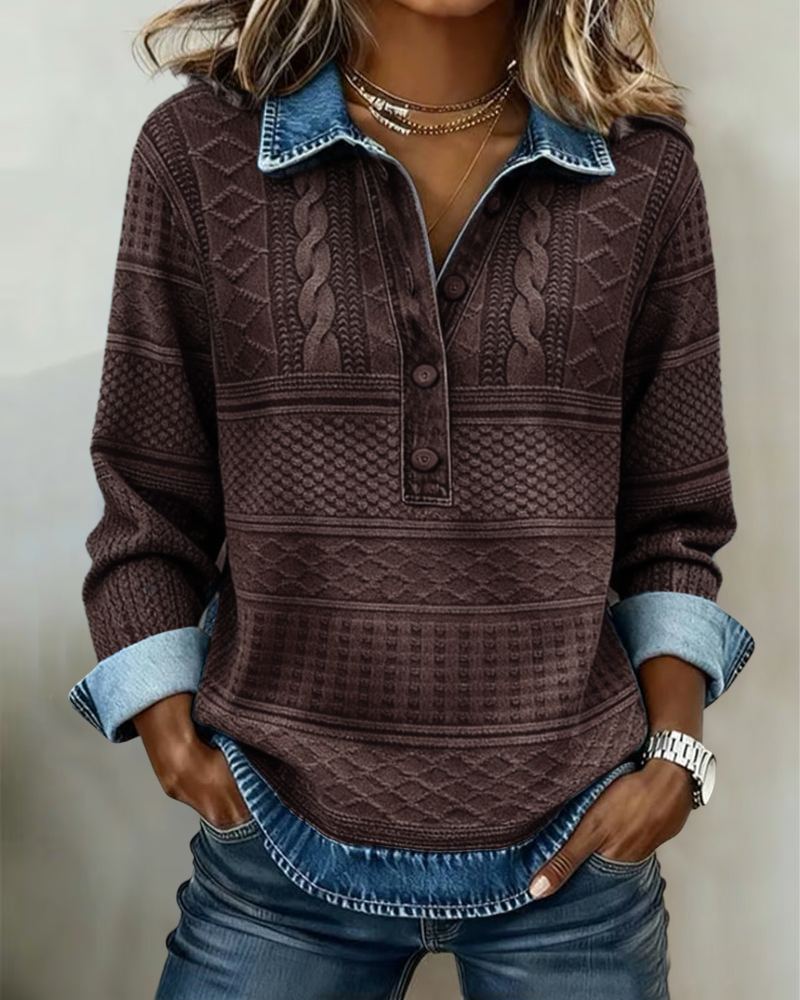 Kristina™ | Vintage Cable Knit Collared Jumper
