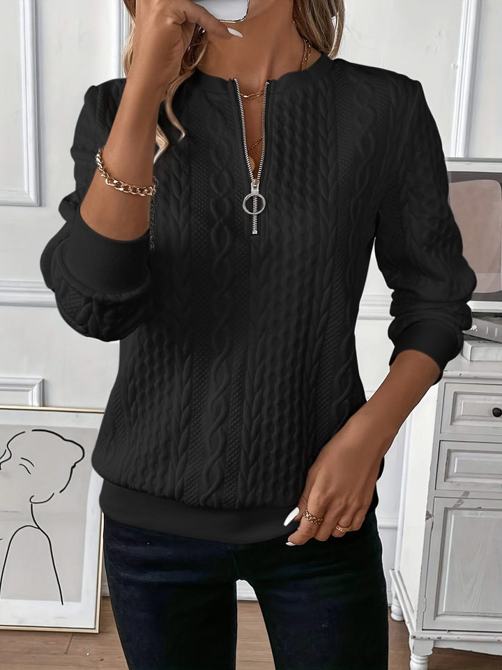 Amy | Texture Half Zip Long Sleeve Sweatshirt