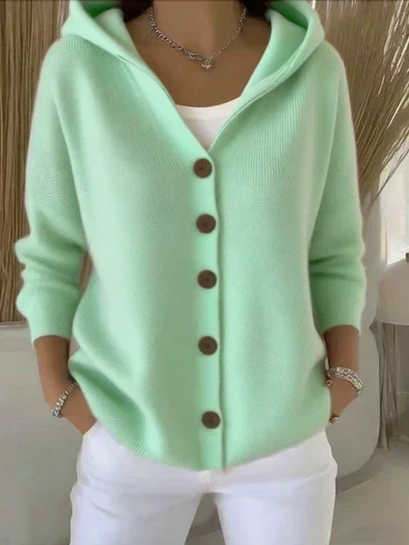 Darienne™ | Hooded Button-Up Knit Cardigan
