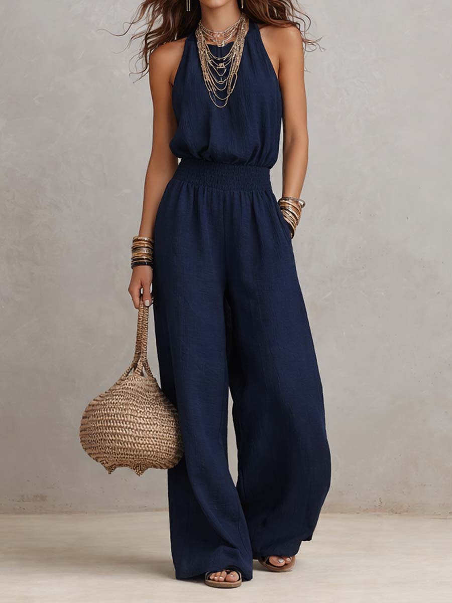 Harper™ | Smocked-Waist Halter Jumpsuit