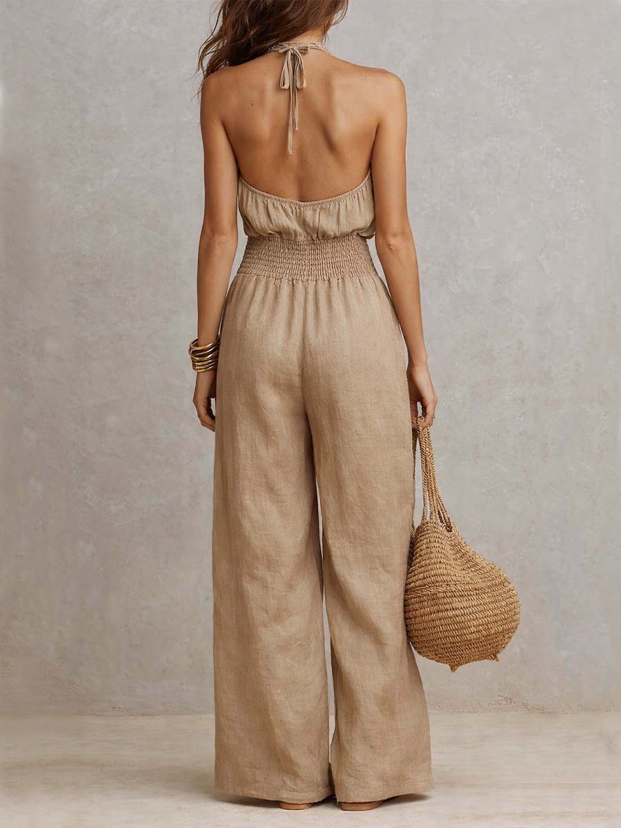 Harper™ | Smocked-Waist Halter Jumpsuit