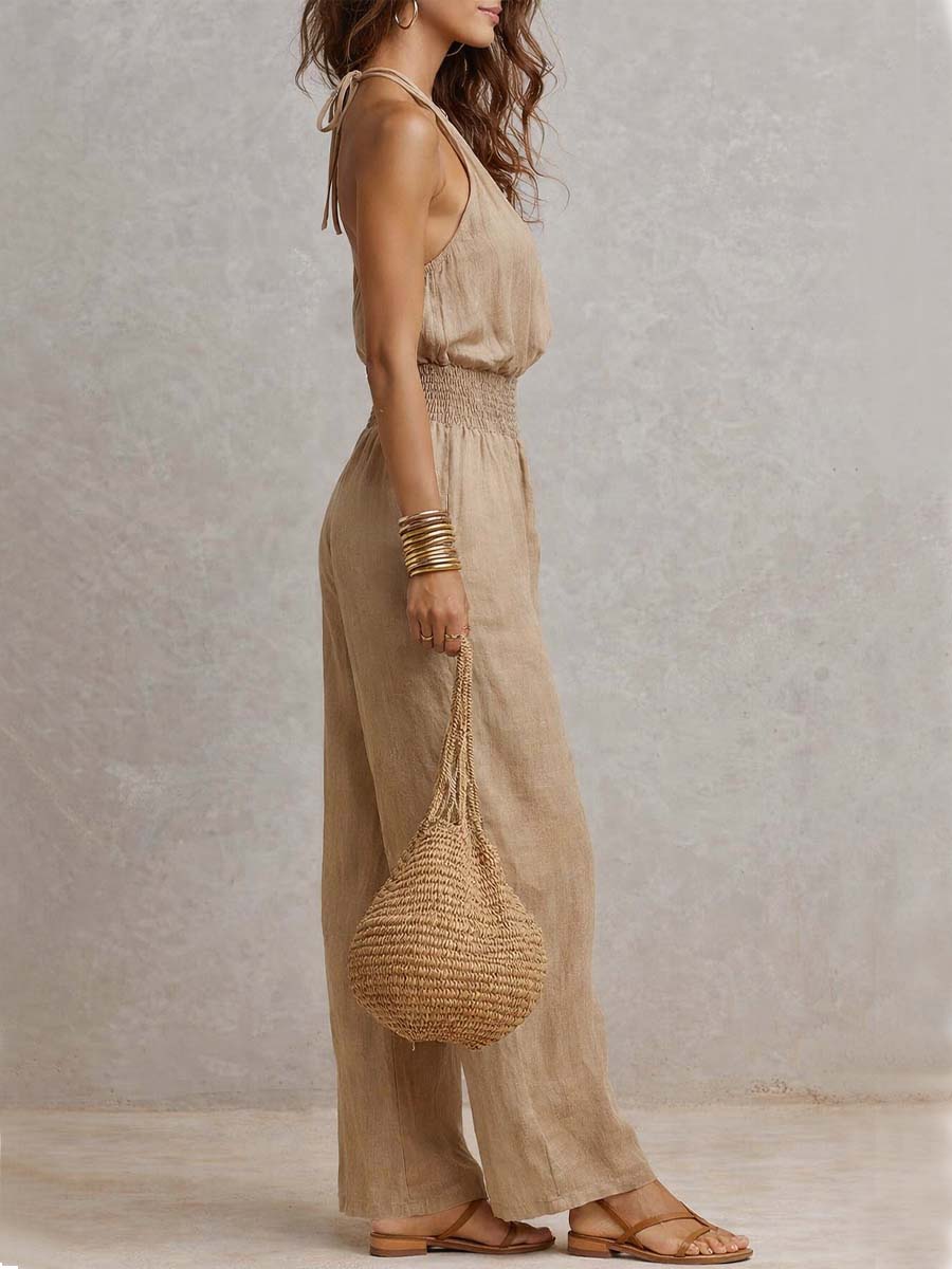 Harper™ | Smocked-Waist Halter Jumpsuit
