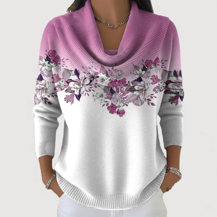 Eleanor™ | Floral Draped-Neck Sweater