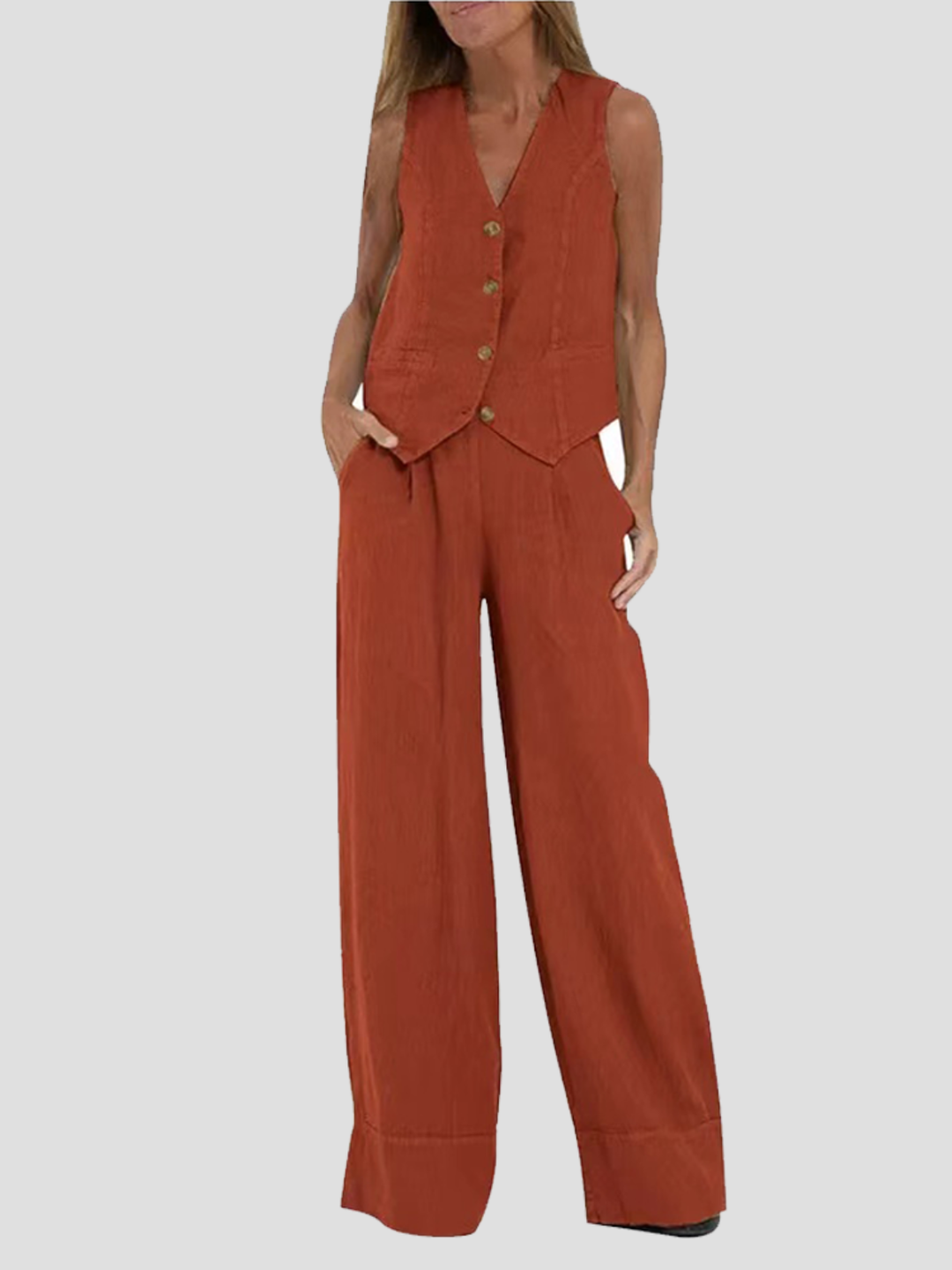 Angela™ | Elegant Waistcoat Set with Wide Trousers