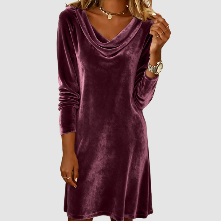 Rochelle™ | Elegant Cowl Neck Velvet Dress