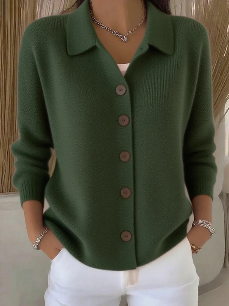 Estelle™ | Collared Button-Front Cardigan