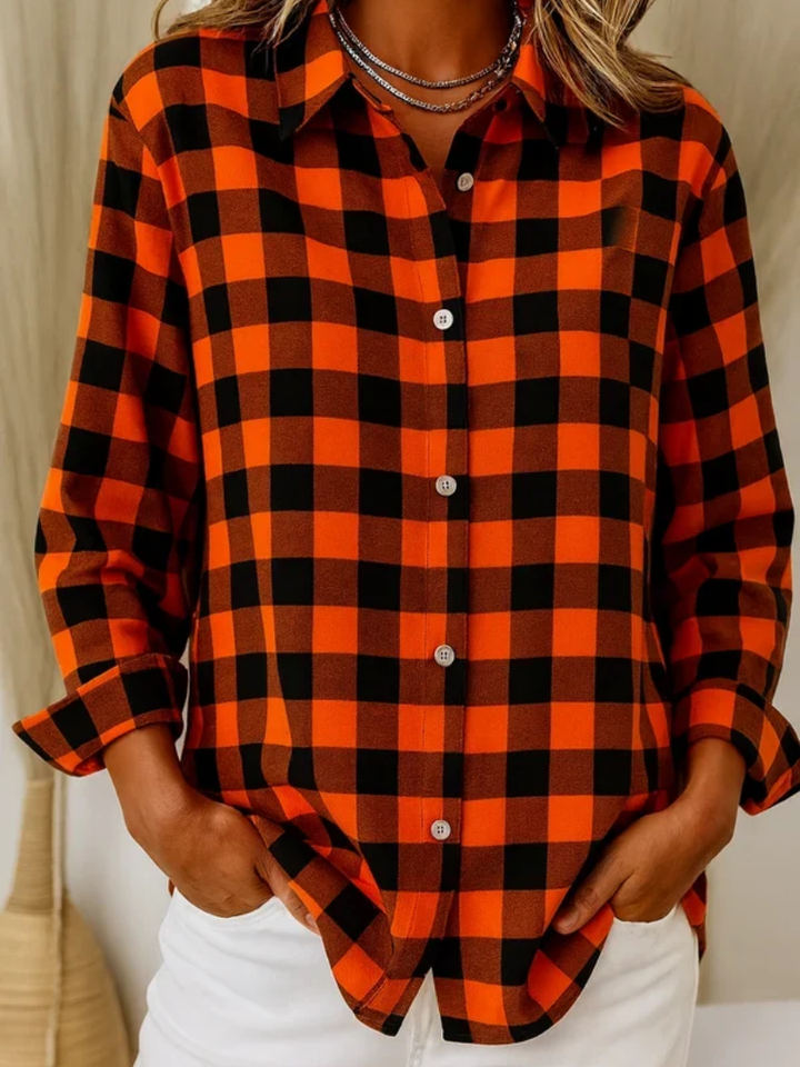 Belianne - Women's Festive Checkered Blouse