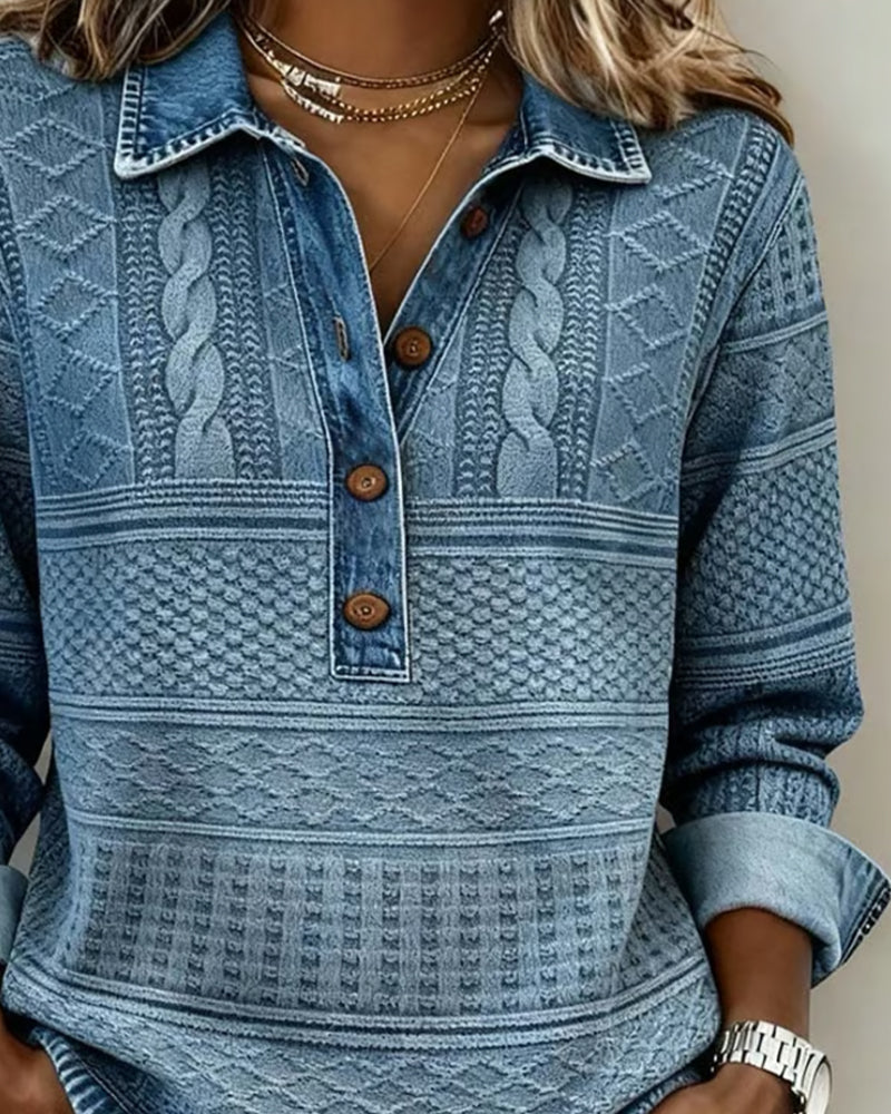 Kristina™ | Vintage Cable Knit Collared Jumper