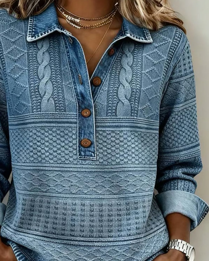Kristina™ | Vintage Cable Knit Collared Jumper