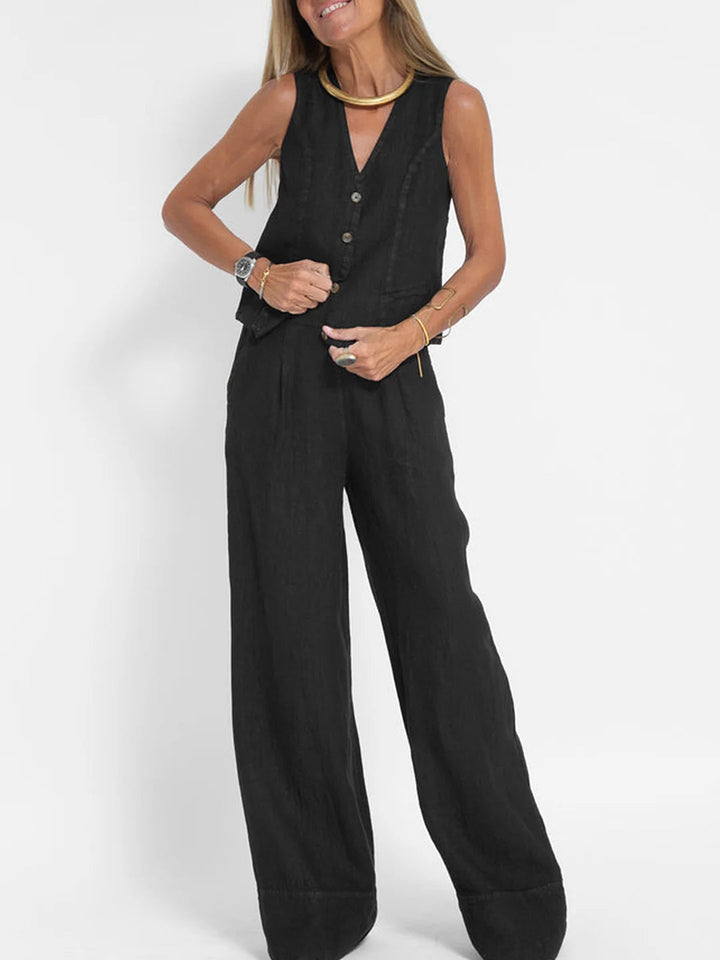 Angela™ | Elegant Waistcoat Set with Wide Trousers