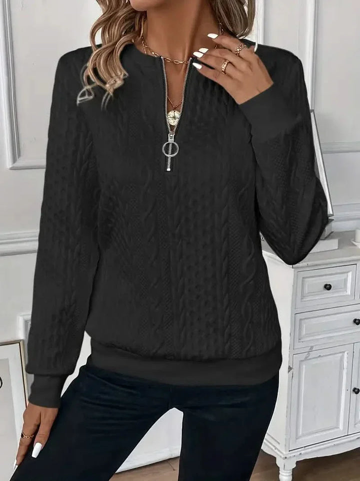 Amy | Texture Half Zip Long Sleeve Sweatshirt