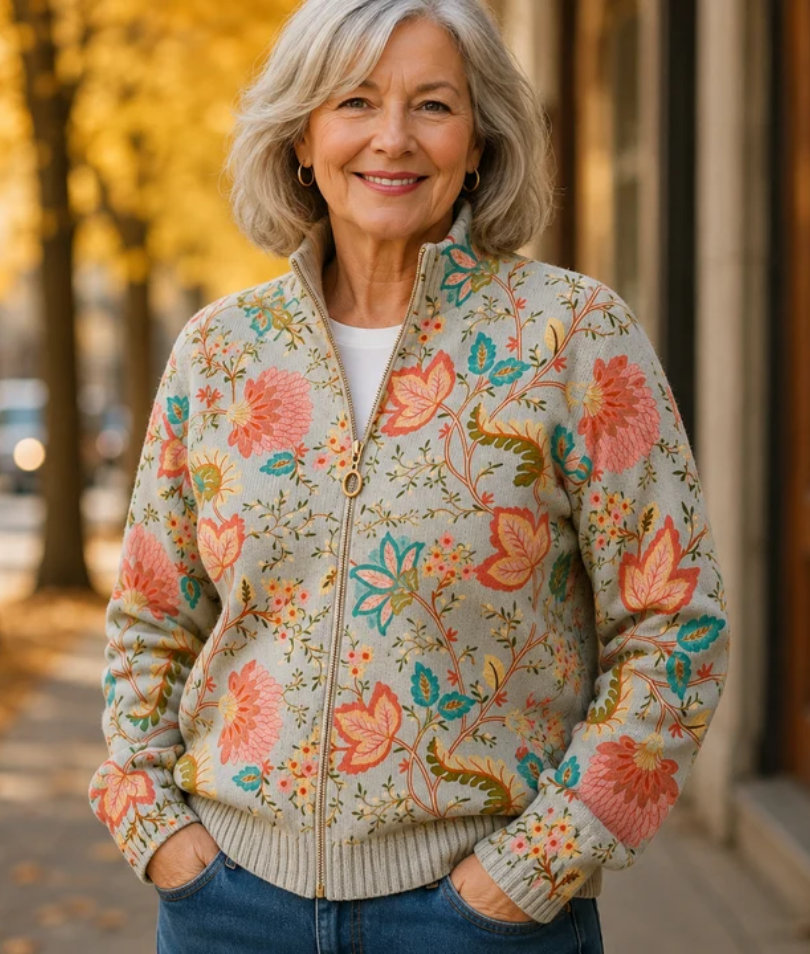 Sabrina™ | Floral Print Zip-Up Cardigan