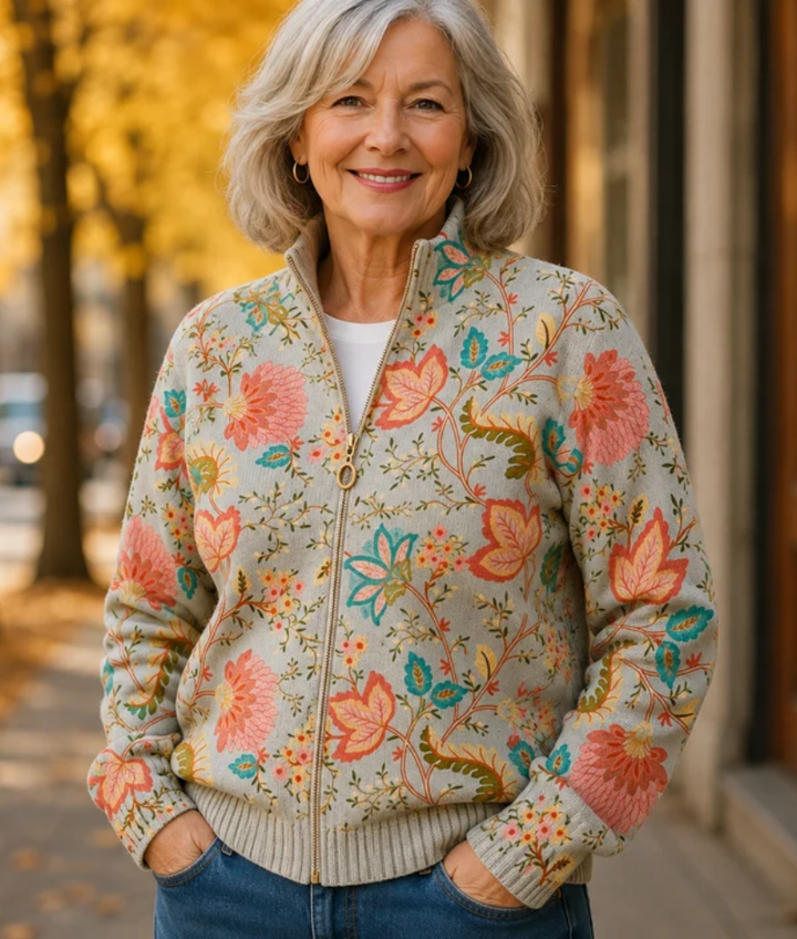 Sabrina™ | Floral Print Zip-Up Cardigan