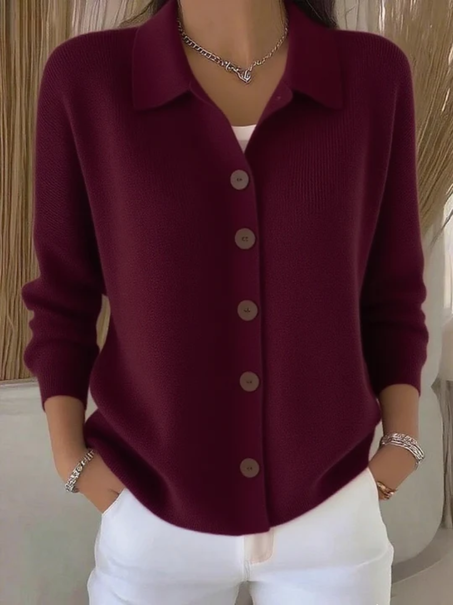 Estelle™ | Collared Button-Front Cardigan