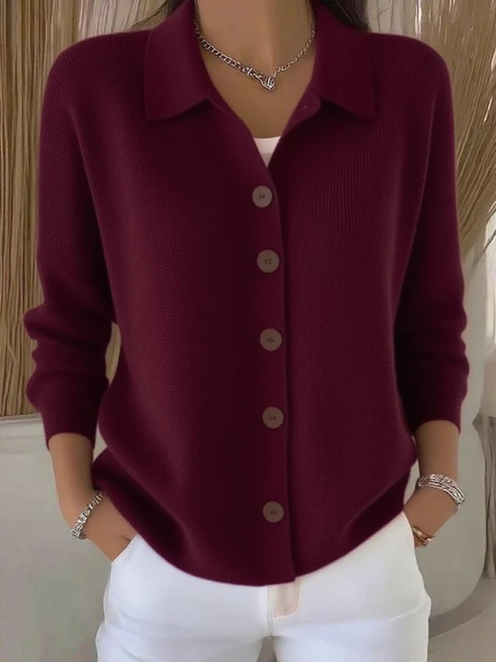 Estelle™ | Collared Button-Front Cardigan