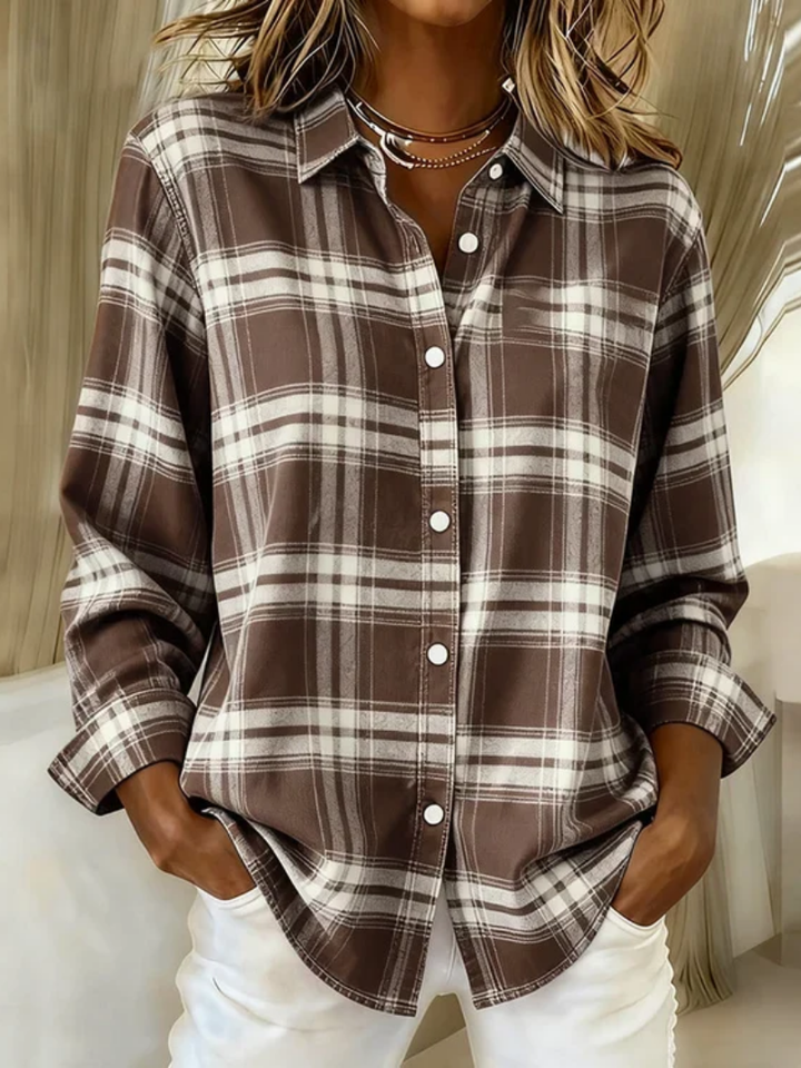 Belianne - Women's Festive Checkered Blouse