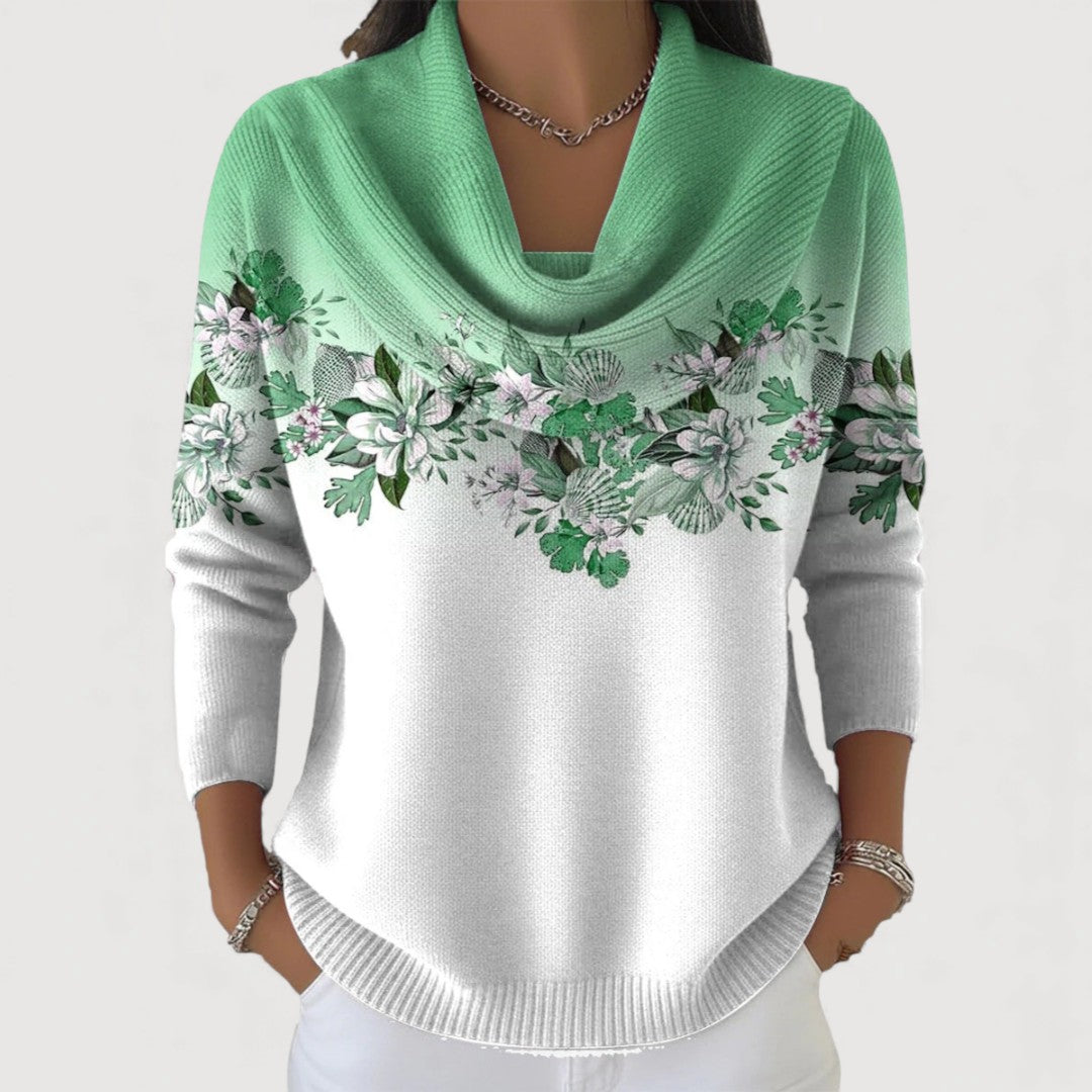 Eleanor™ | Floral Draped-Neck Sweater