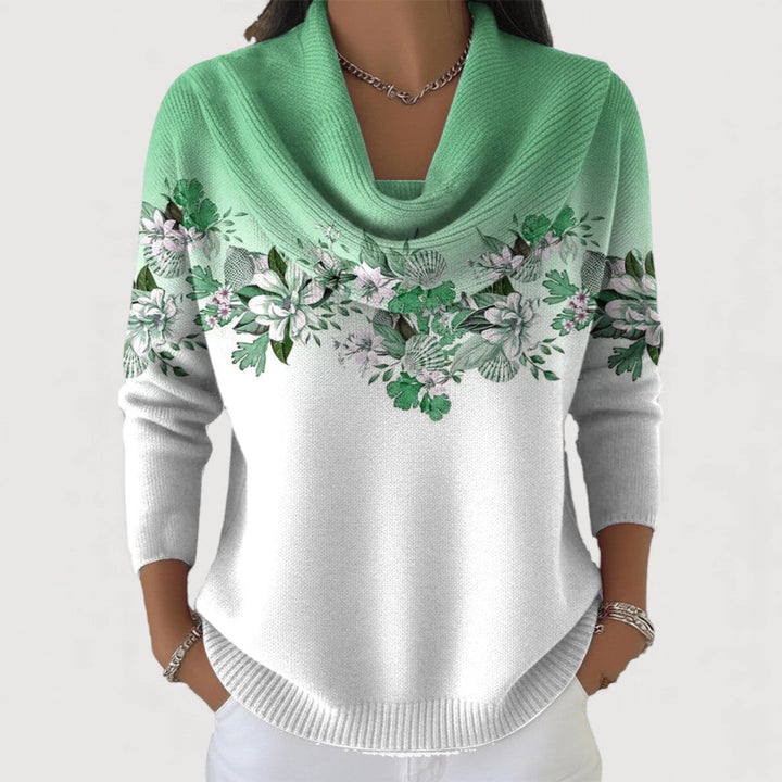 Eleanor™ | Floral Draped-Neck Sweater