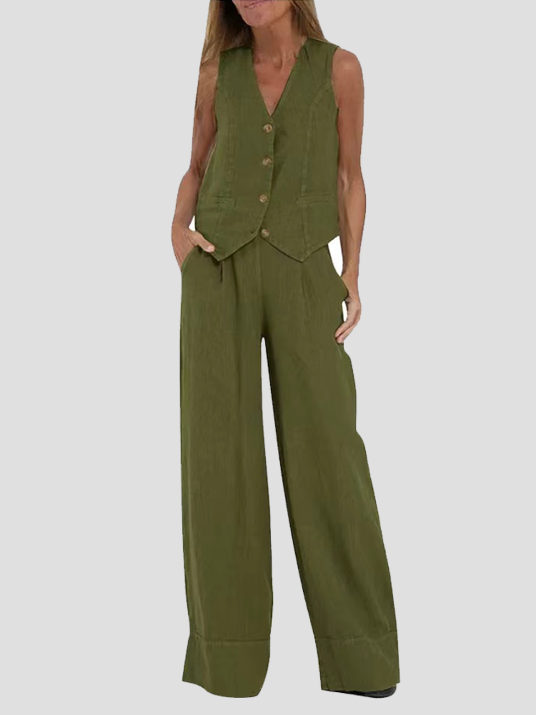 Angela™ | Elegant Waistcoat Set with Wide Trousers