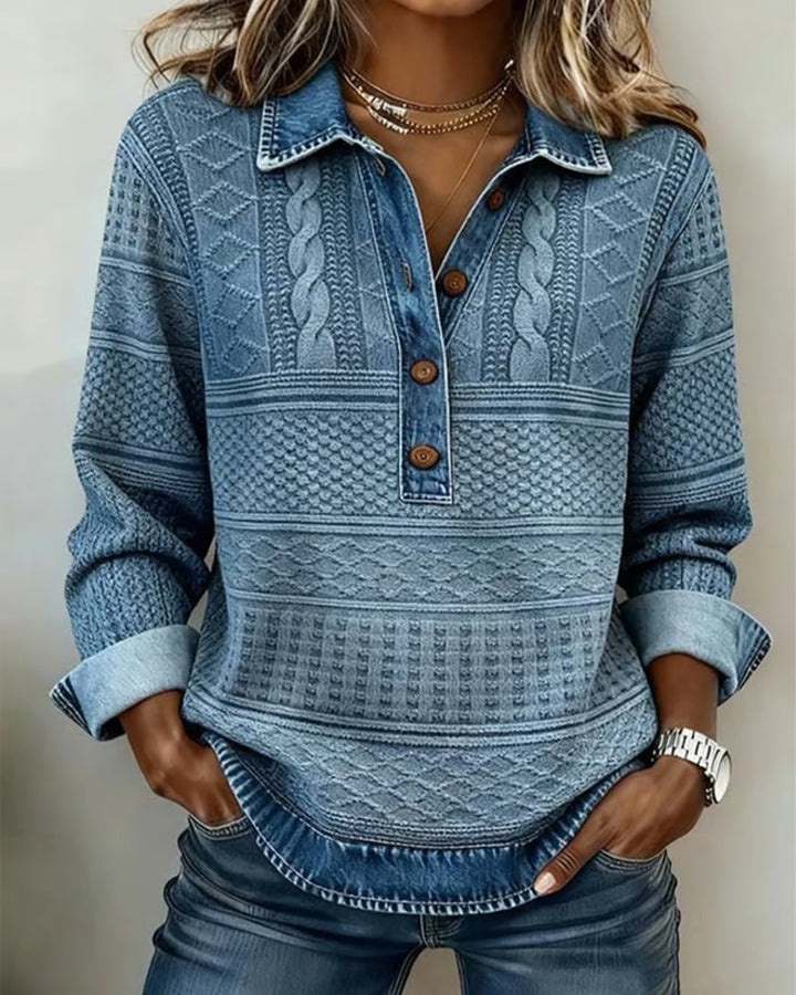 Kristina™ | Vintage Cable Knit Collared Jumper