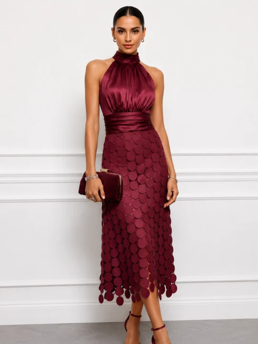 Carina™ | High-Neck Occasion Midi Dress