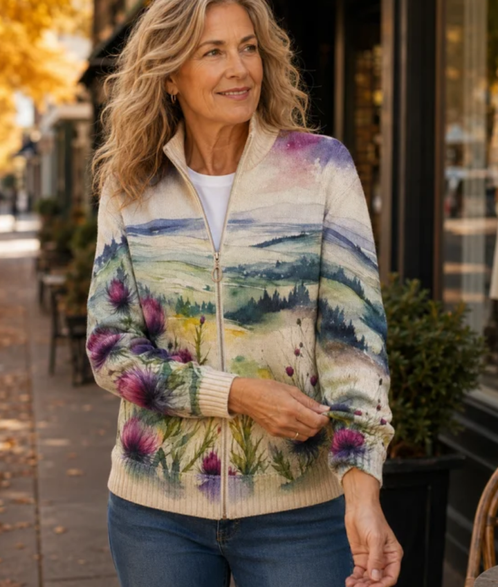 Sabrina™ | Floral Print Zip-Up Cardigan