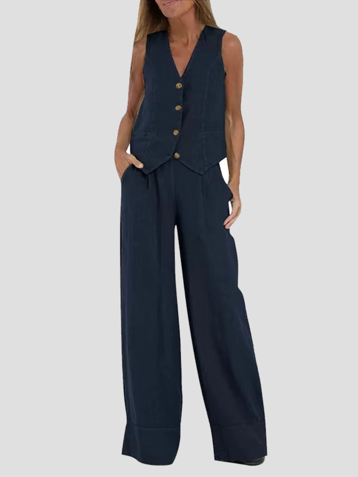 Angela™ | Elegant Waistcoat Set with Wide Trousers