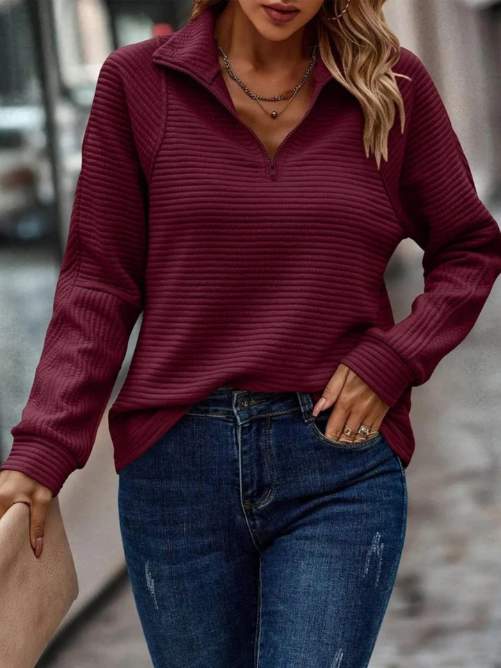 Camila | Ribbed Quarter-Zip Pullover