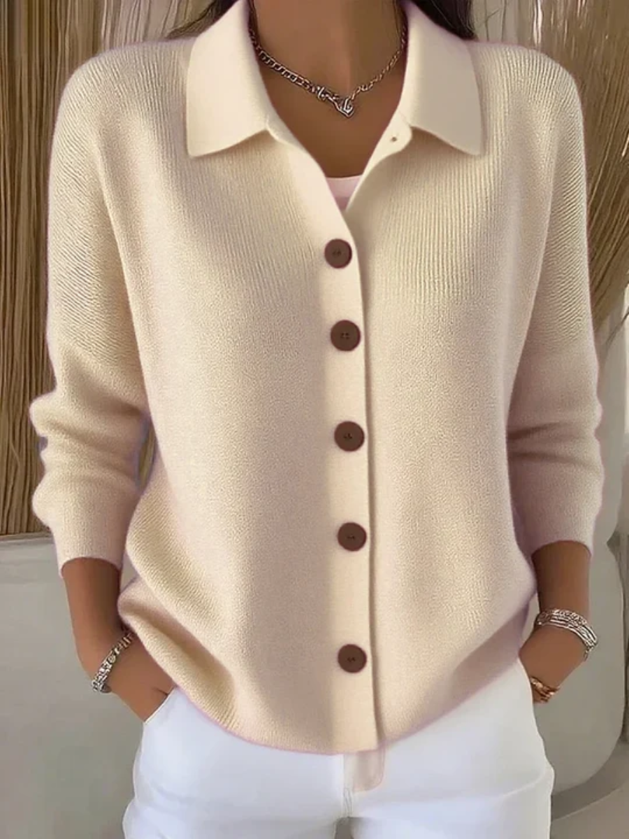 Estelle™ | Collared Button-Front Cardigan