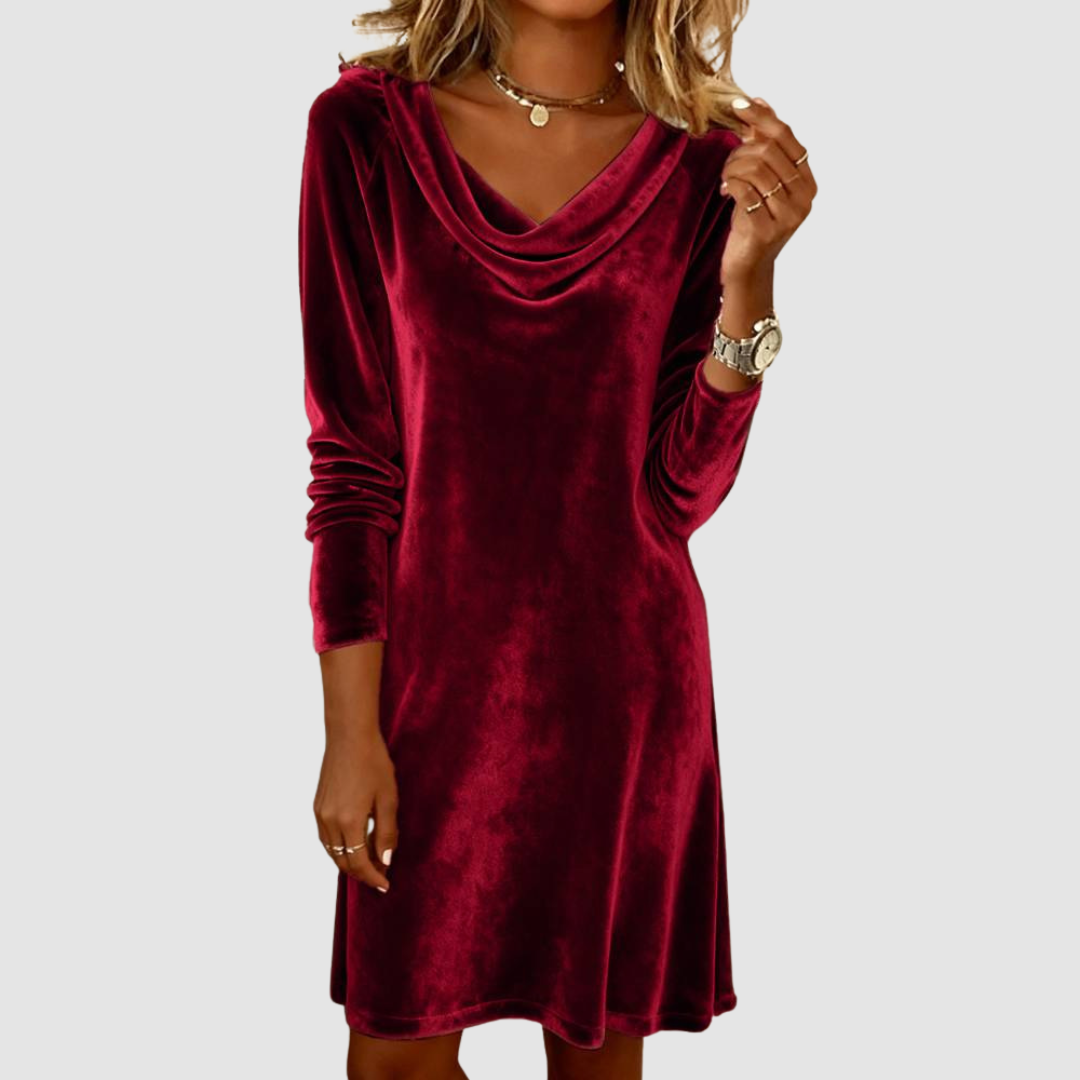 Rochelle™ | Elegant Cowl Neck Velvet Dress