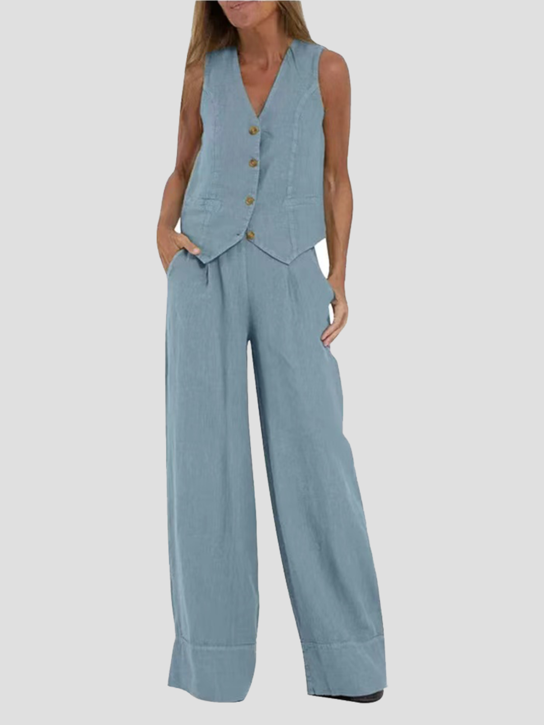 Angela™ | Elegant Waistcoat Set with Wide Trousers