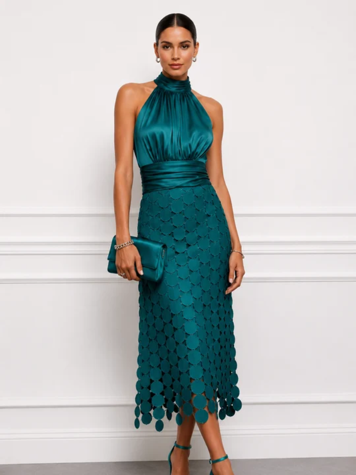 Carina™ | High-Neck Occasion Midi Dress