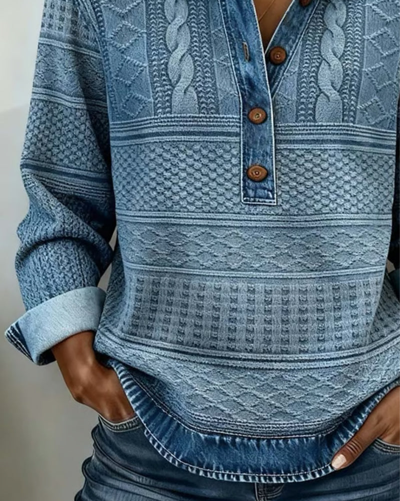Kristina™ | Vintage Cable Knit Collared Jumper